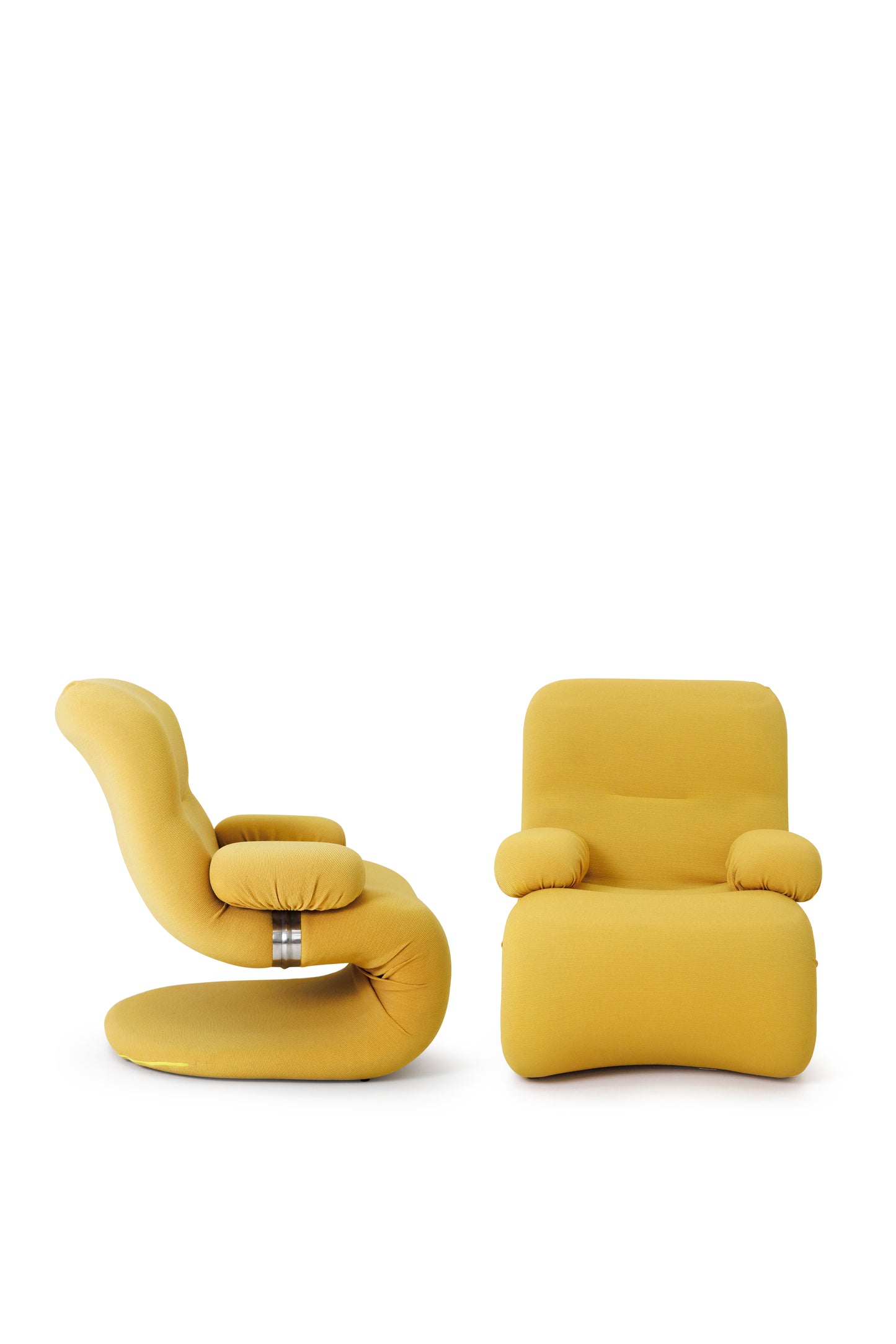Set of 2 S-Shape Lounge Chairs with Metal Insertion - Italy, 70s-80s