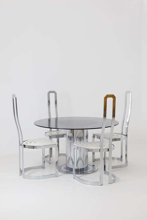 Set of 4 Vintage Postmodern Dining Chairs, 1980s