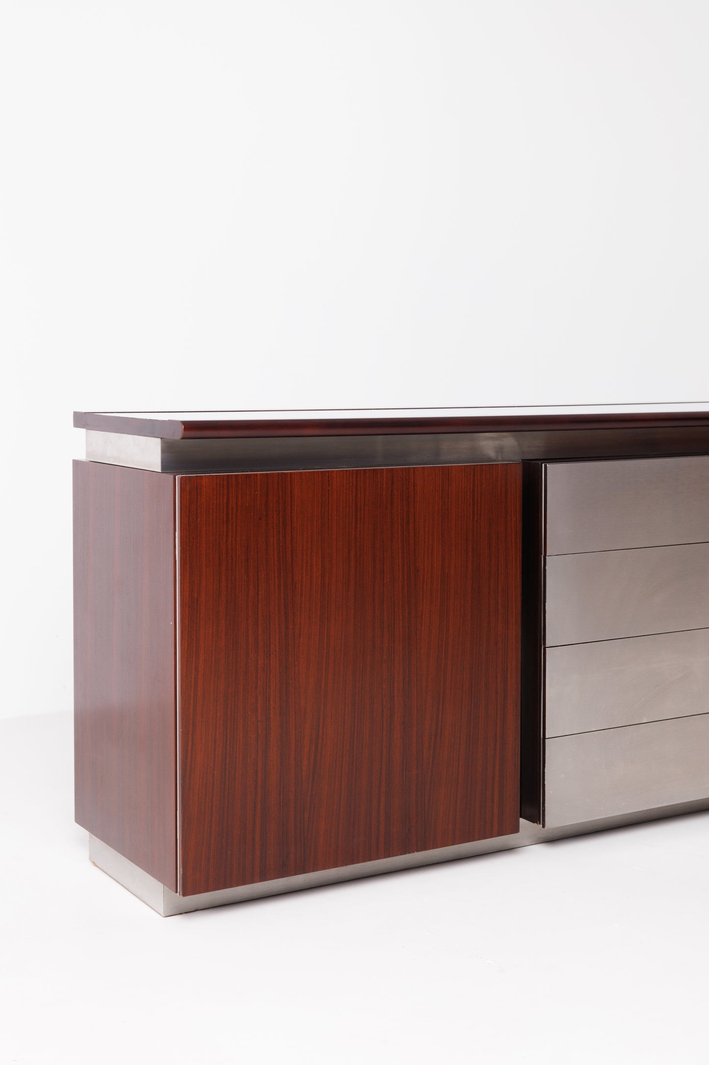 Vintage Mid Century-Modern Rosewood & Steel Parioli Sideboard by Giotto Stoppino for Acerbis, Italy, 1970s