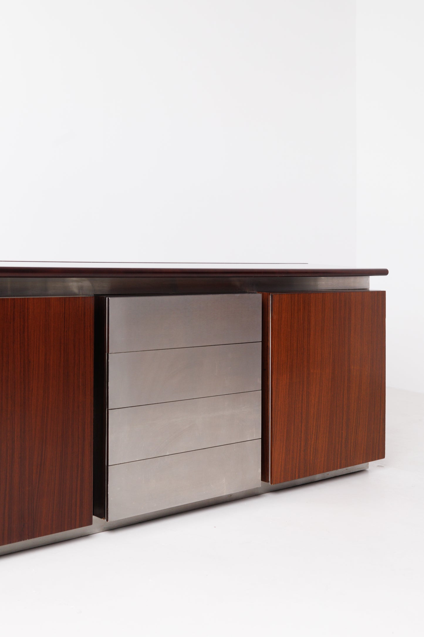 Vintage Mid Century-Modern Rosewood & Steel Parioli Sideboard by Giotto Stoppino for Acerbis, Italy, 1970s