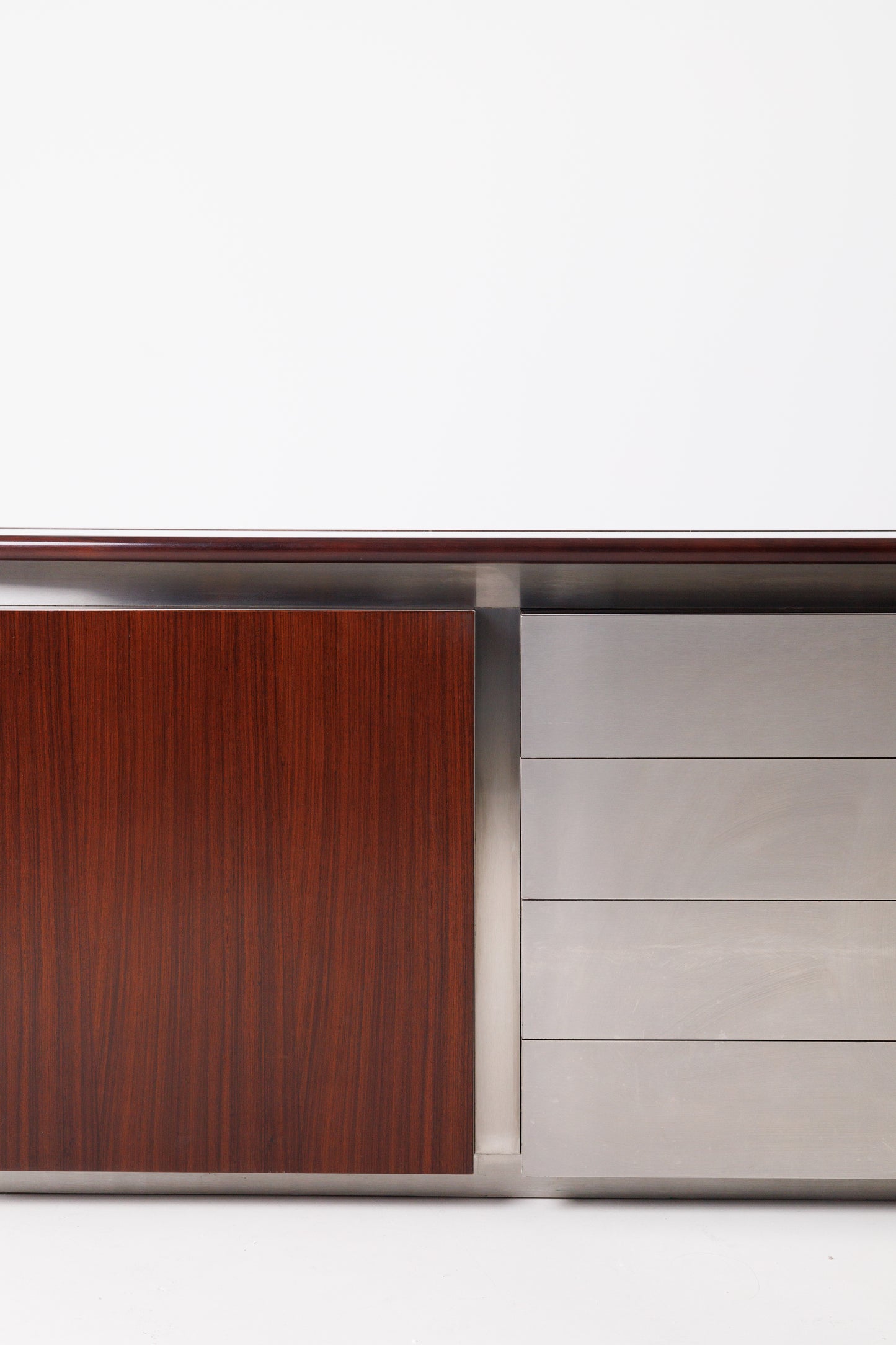 Vintage Mid Century-Modern Rosewood & Steel Parioli Sideboard by Giotto Stoppino for Acerbis, Italy, 1970s