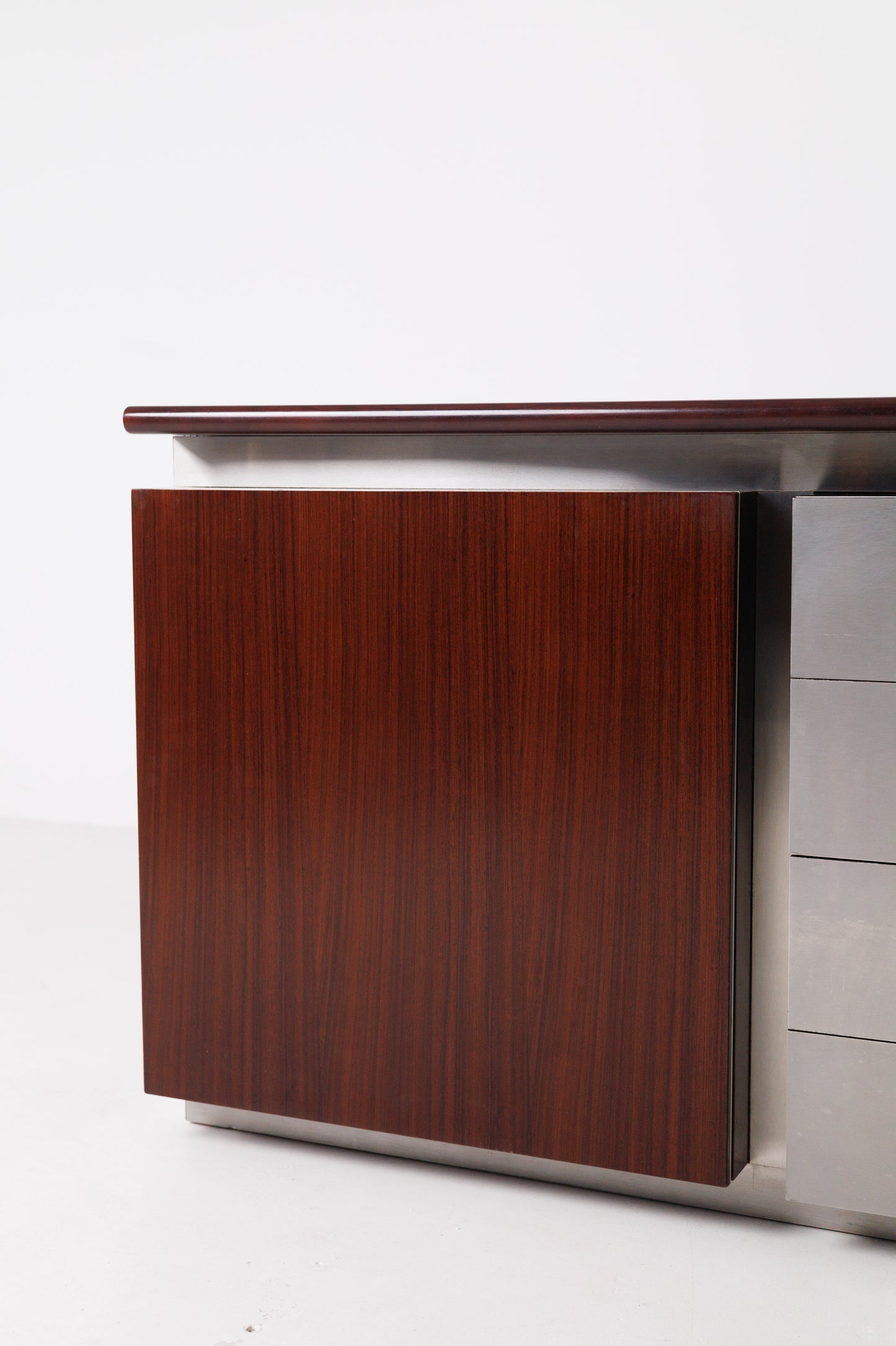 Vintage Mid Century-Modern Rosewood & Steel Parioli Sideboard by Giotto Stoppino for Acerbis, Italy, 1970s