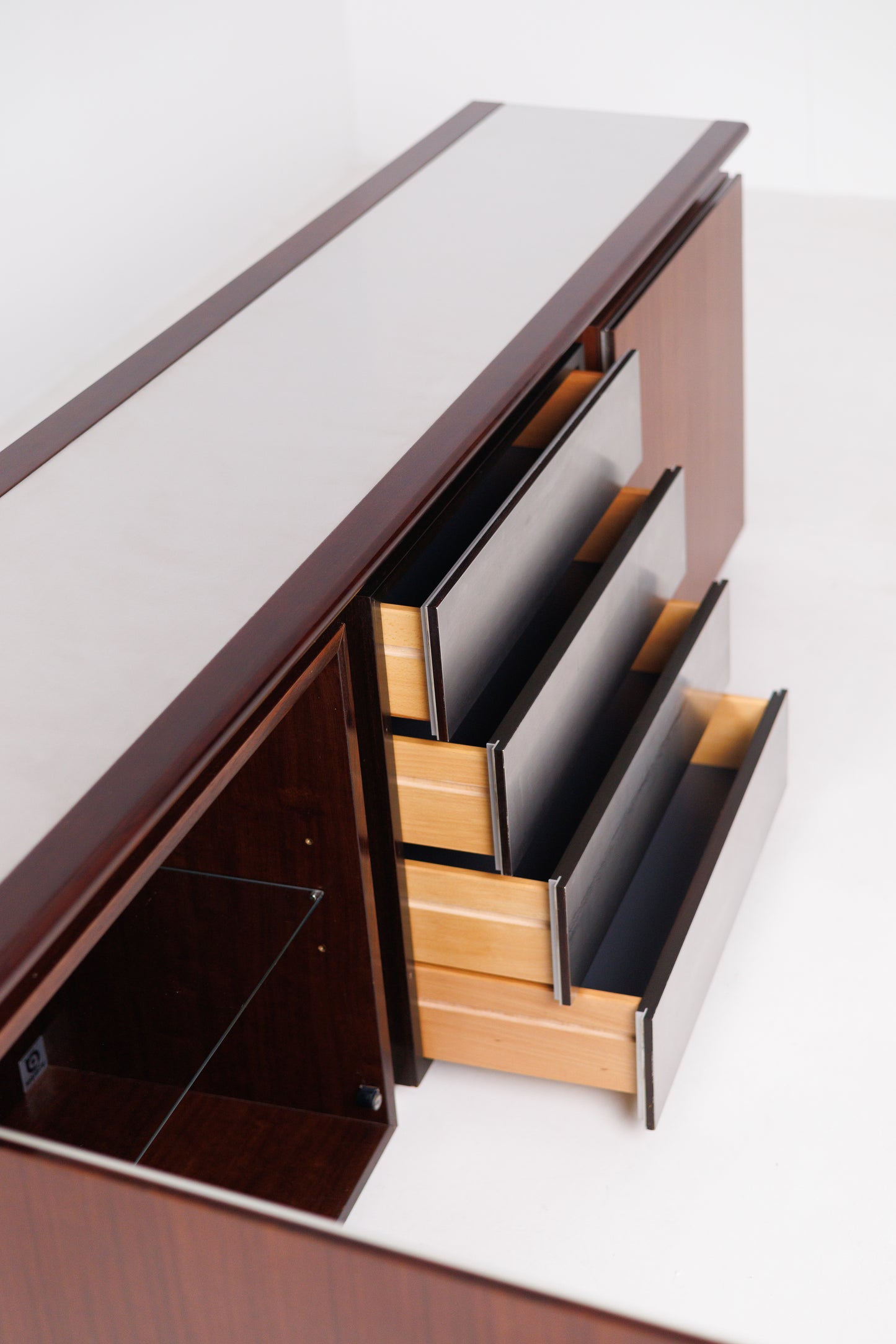 Vintage Mid Century-Modern Rosewood & Steel Parioli Sideboard by Giotto Stoppino for Acerbis, Italy, 1970s