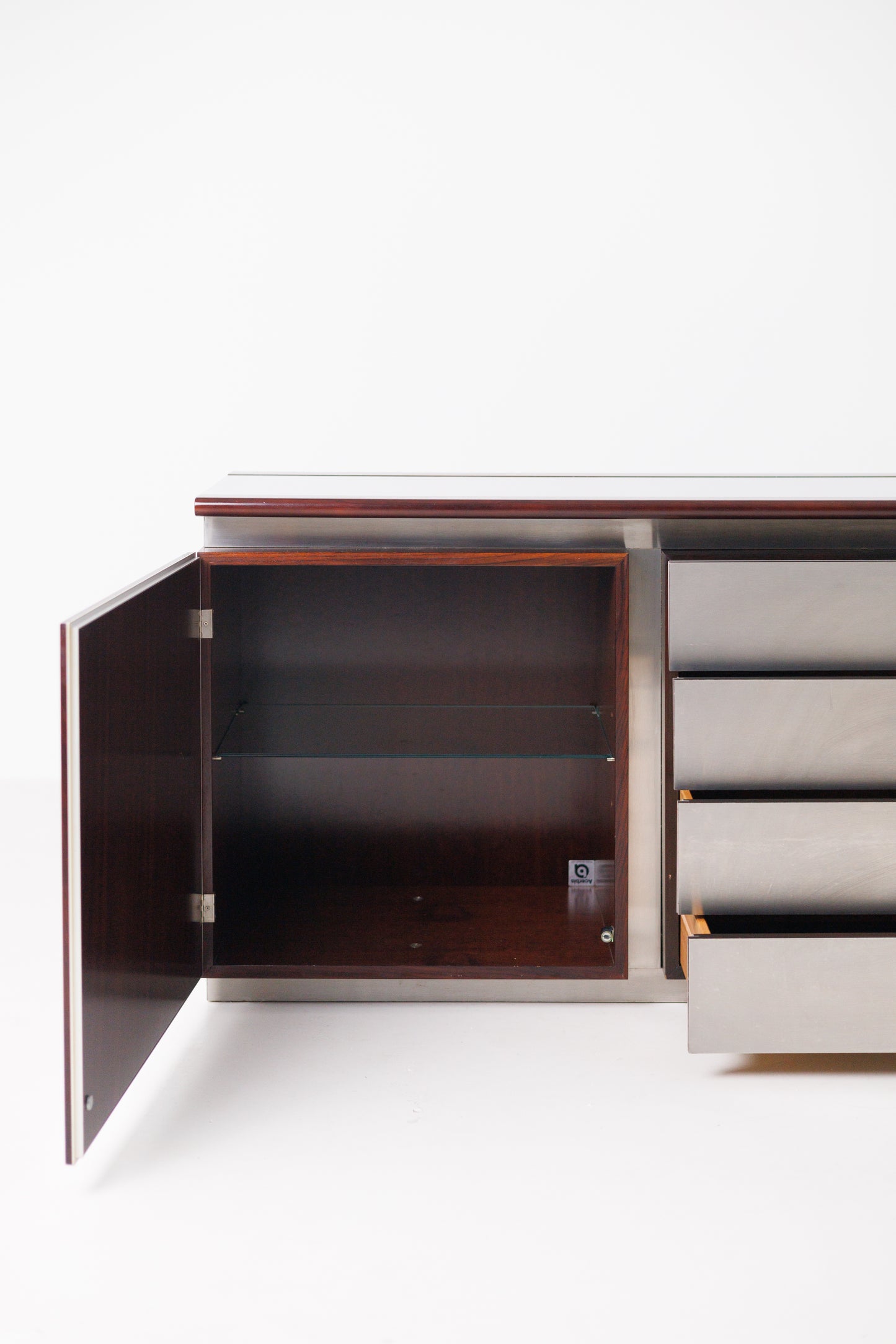 Vintage Mid Century-Modern Rosewood & Steel Parioli Sideboard by Giotto Stoppino for Acerbis, Italy, 1970s