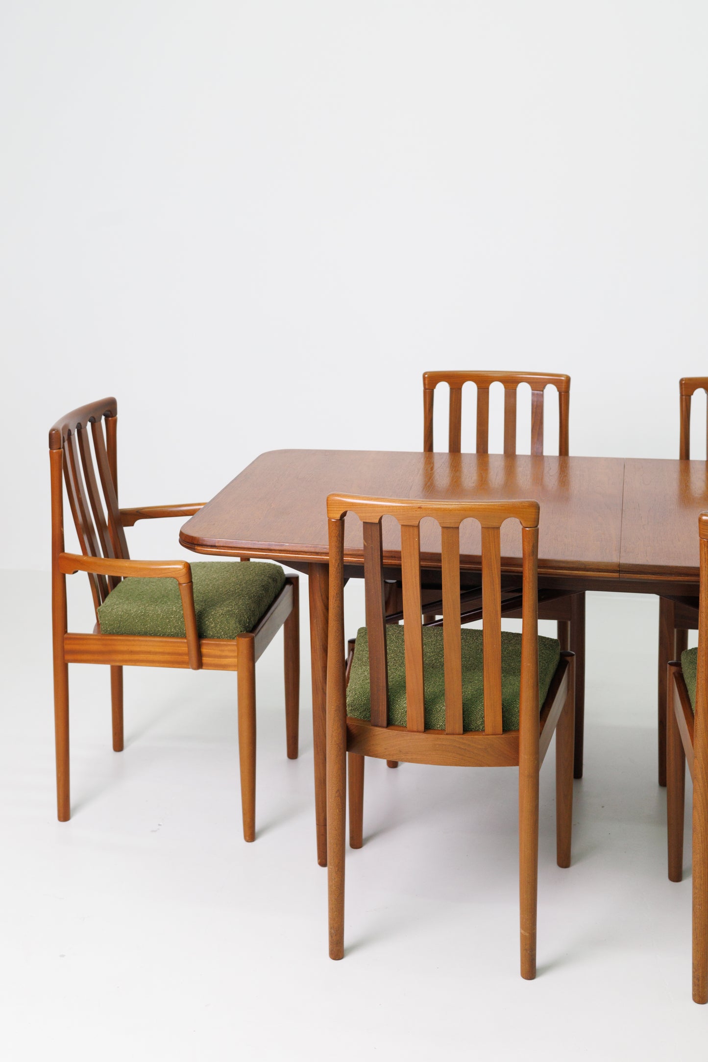Set de Sase Scaune de Dinnig Mid-Century cu Tapițerie Verde