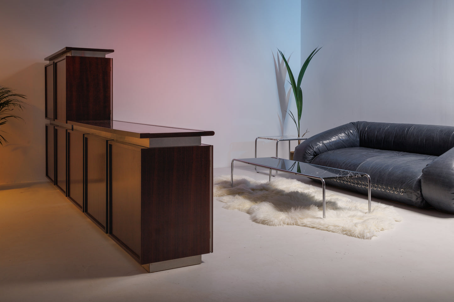 Vintage Rosewood & Steel Cabinet by Giotto Stoppino for Acerbis, Italy, 1970s