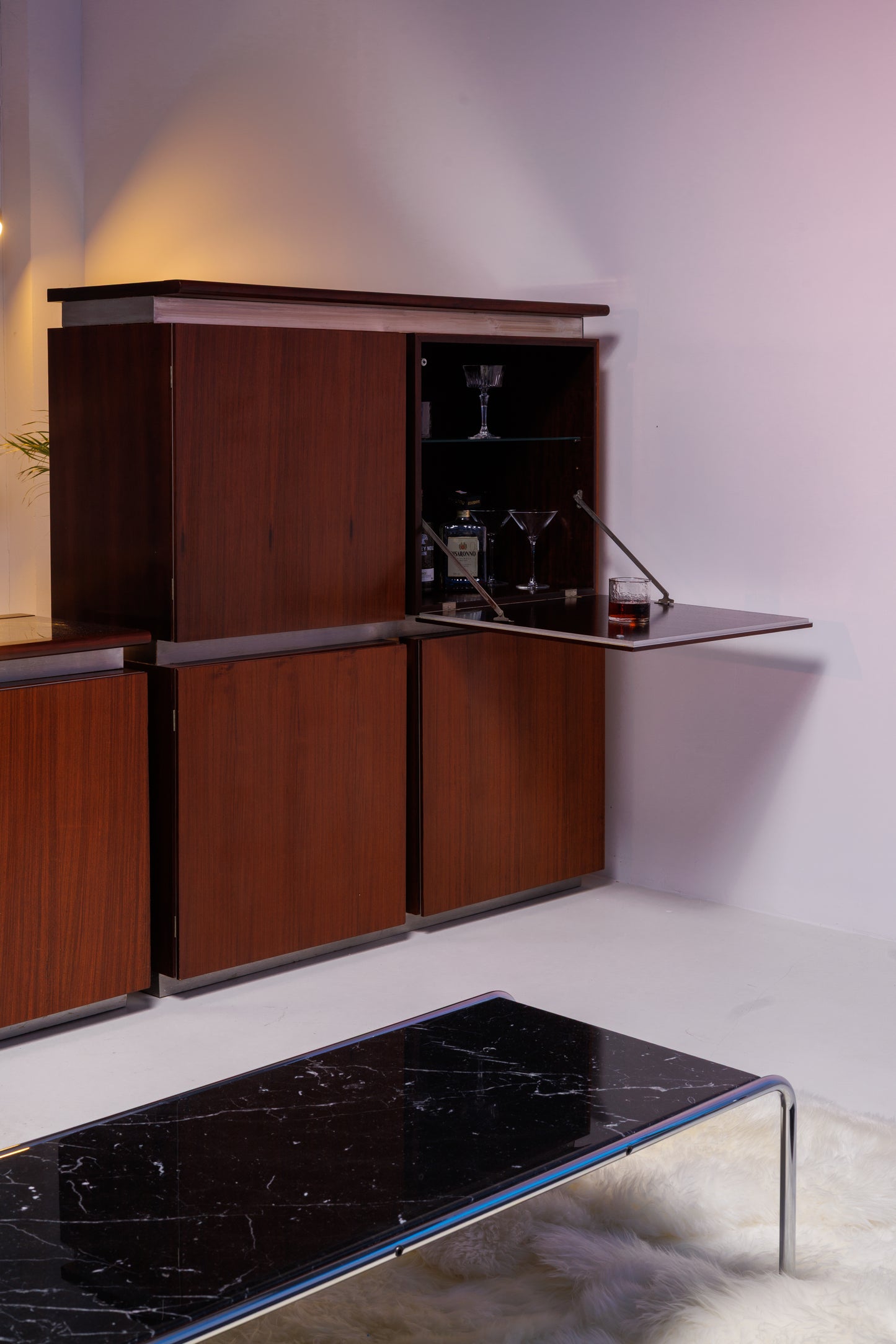 Vintage Rosewood & Steel Cabinet by Giotto Stoppino for Acerbis, Italy, 1970s
