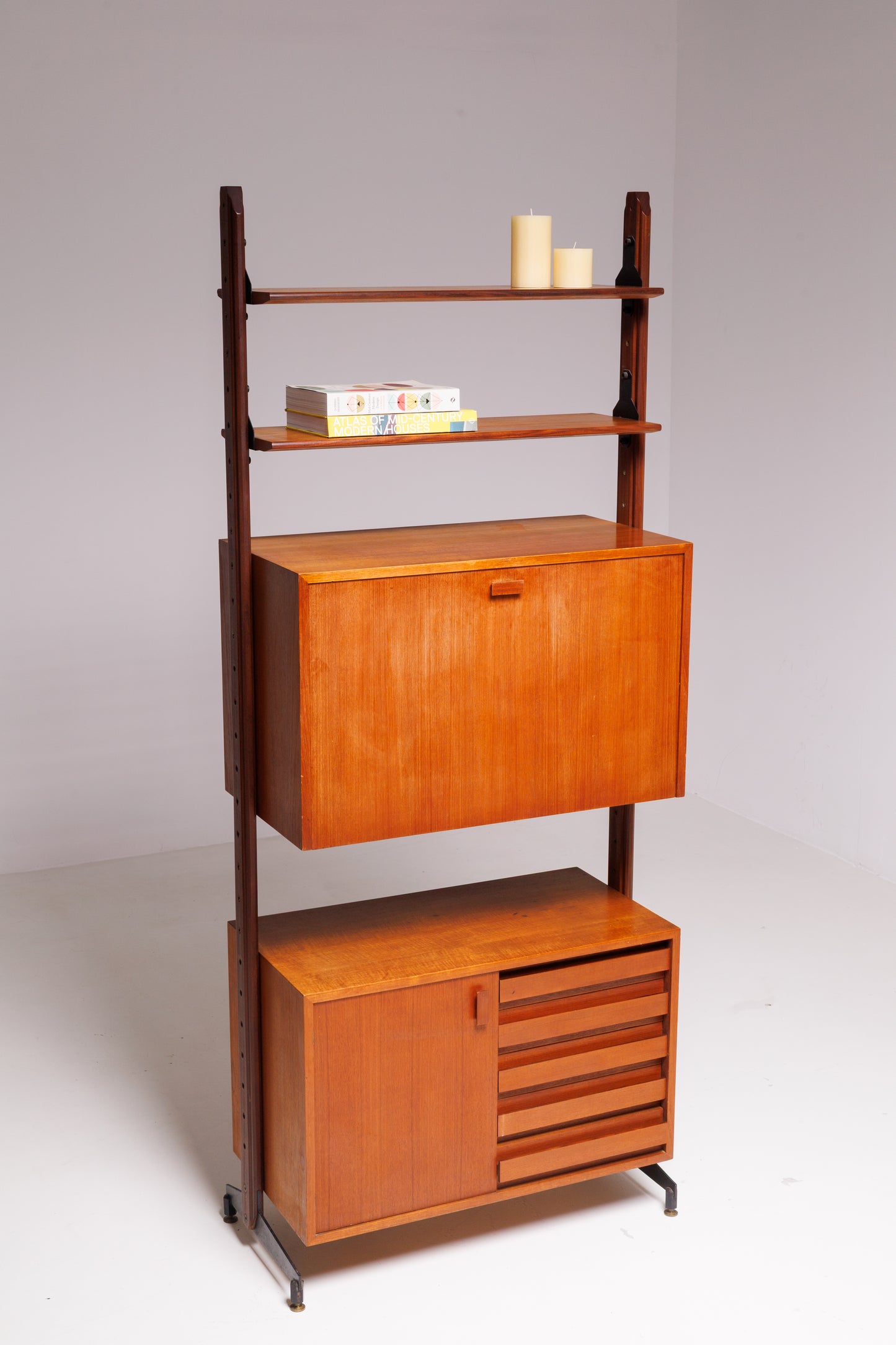 Italian Rosewood Modular Bookcase with Storage Units, 1950s