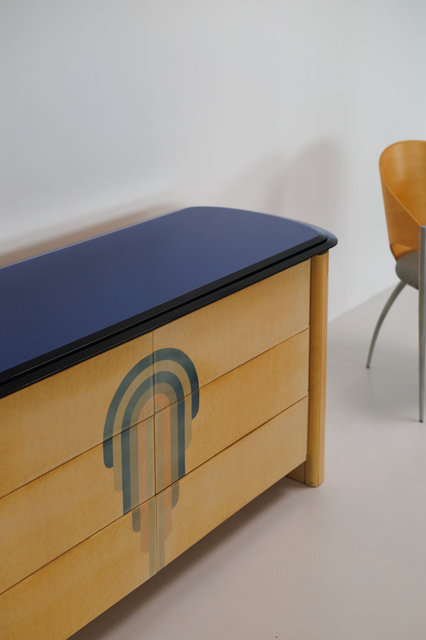 Vintage Burlwood & Glass Sideboard by Gio Frigerio, Italy 1970s
