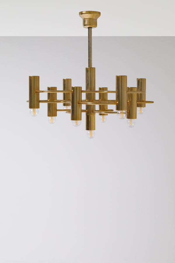 Gaetano Sciolari for Boulanger Gilded Brass Chandelier