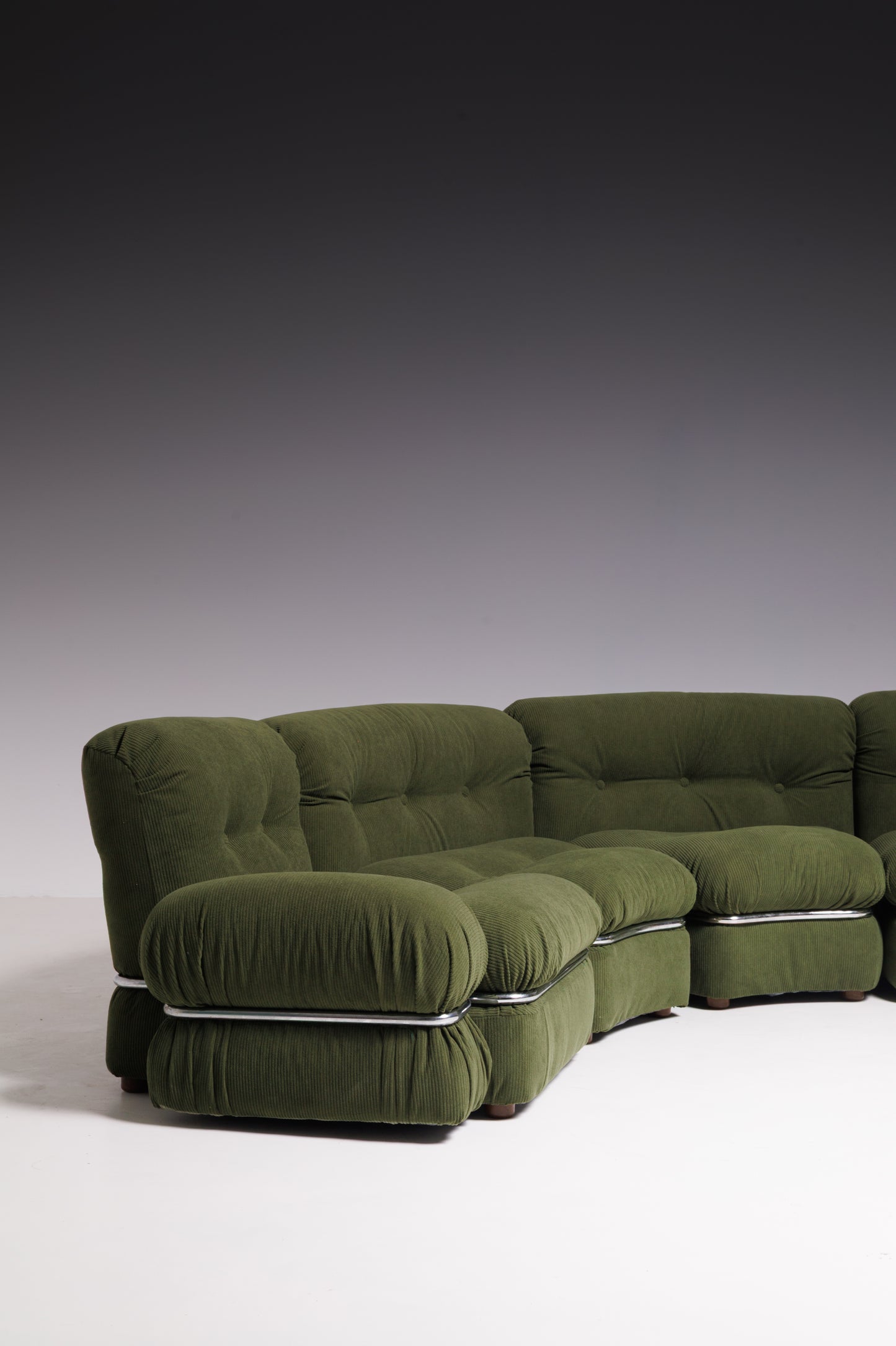 Vintage Olive Green Modular Sofa, Italy, 1970s