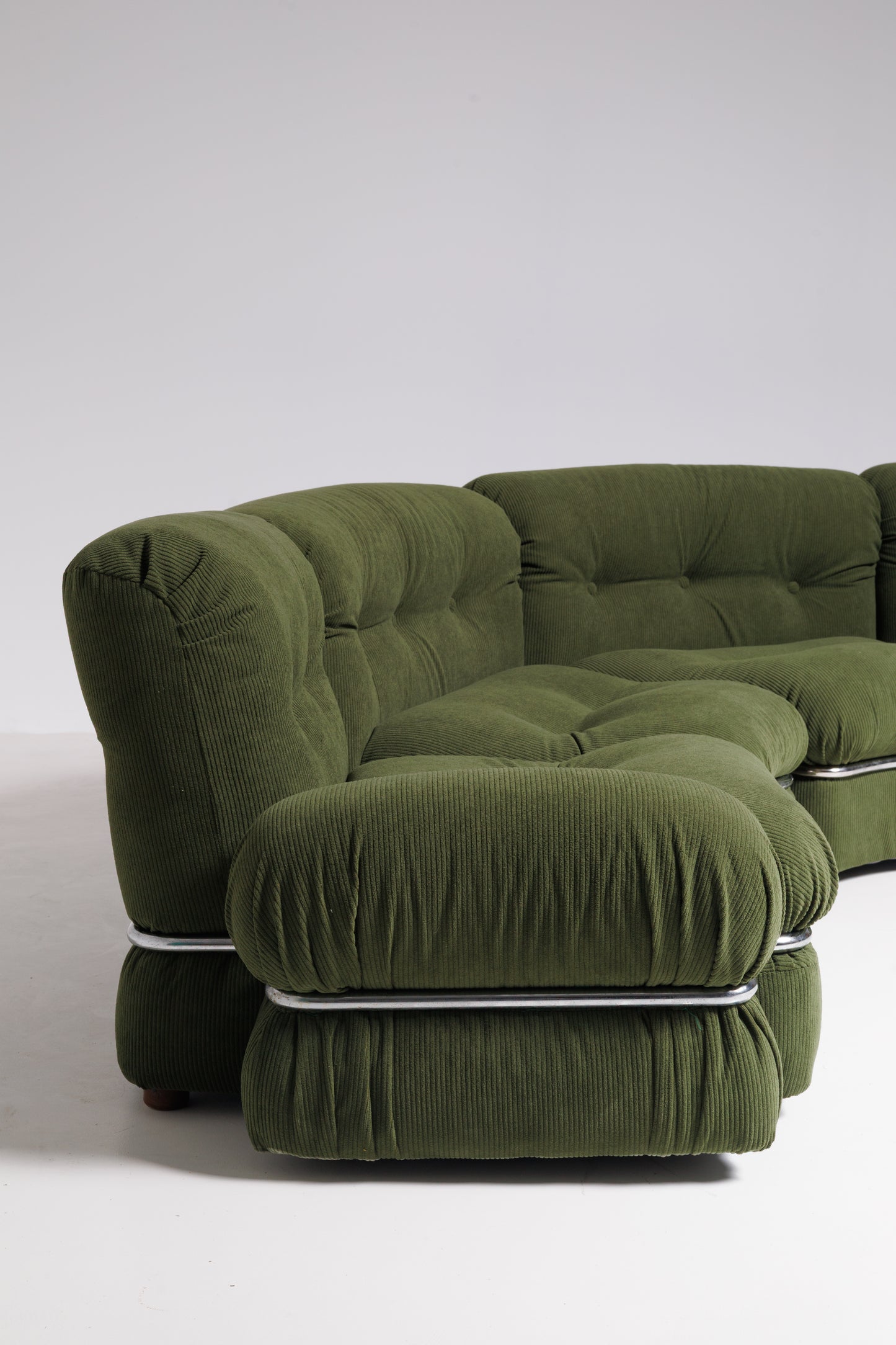 Vintage Olive Green Modular Sofa, Italy, 1970s