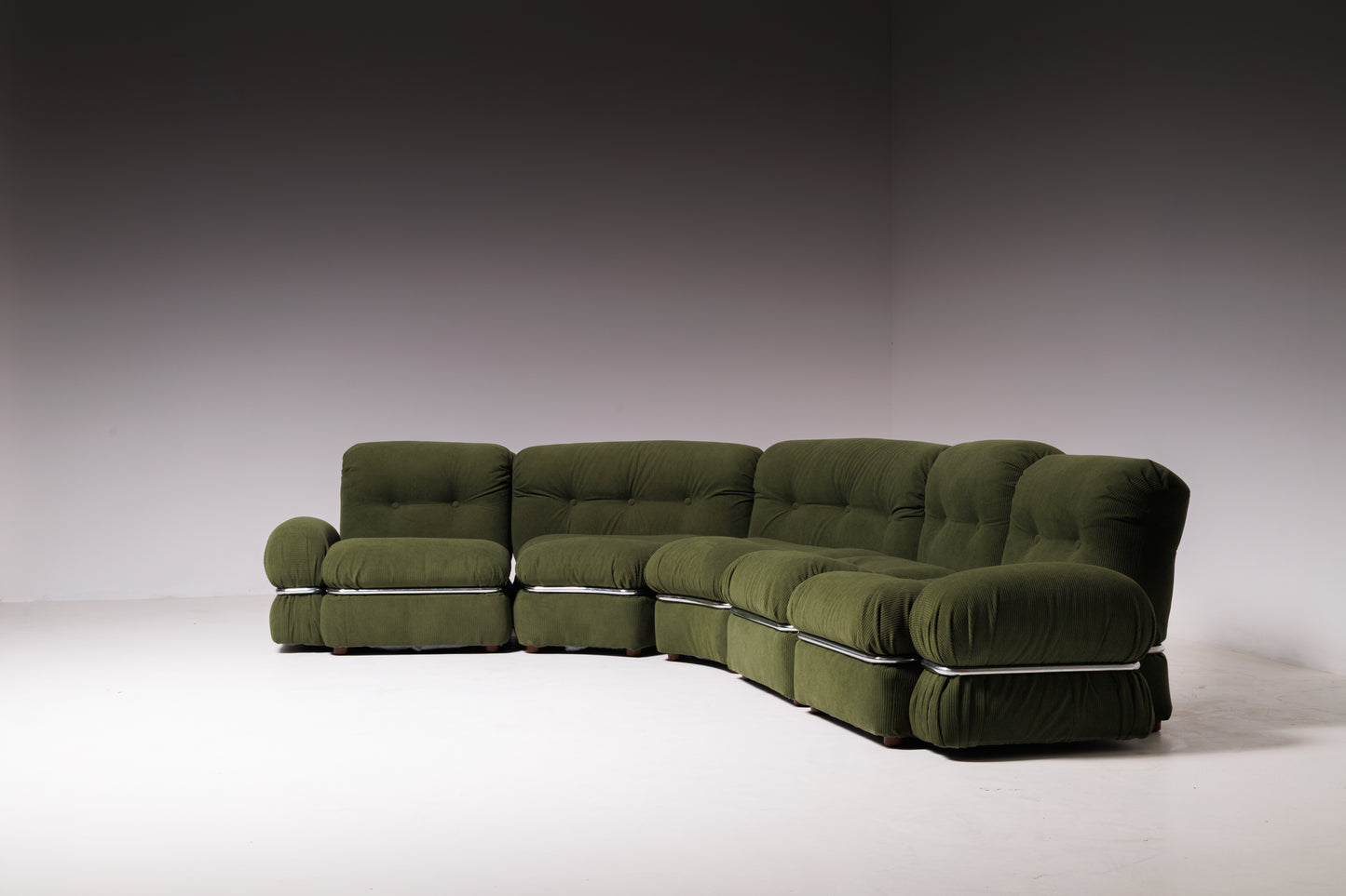 Vintage Olive Green Modular Sofa, Italy, 1970s
