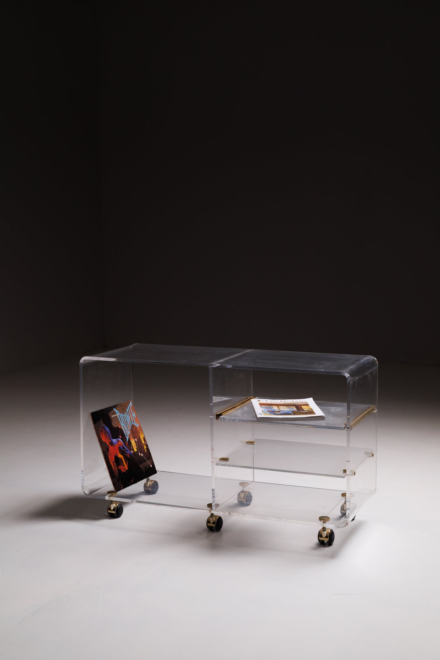 David Lange Acrylic HiFi cabinet/ coffee table on casters