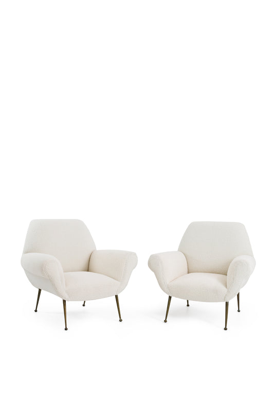 Set of 2 Reupholstered Armchairs by Gigi Radice for Minotti