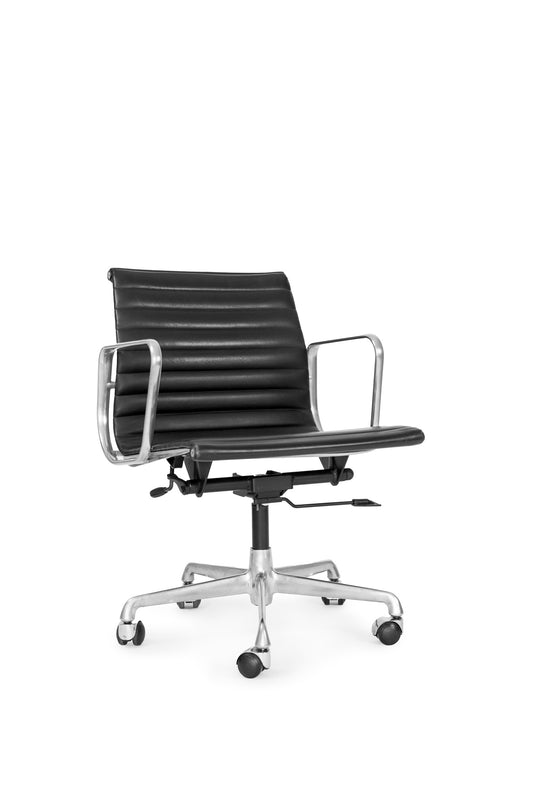 Office Chair Black Leather by Charles and Ray Eames for Vitra