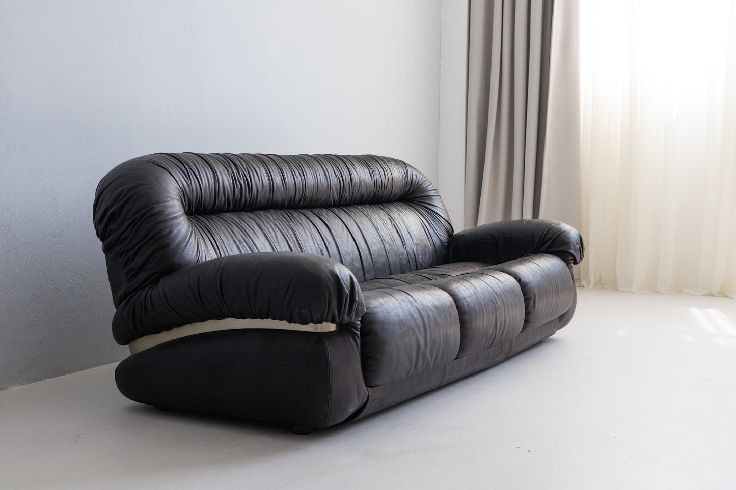 Vintage Brown Three Seater Leather Sofa, 1970-1980s