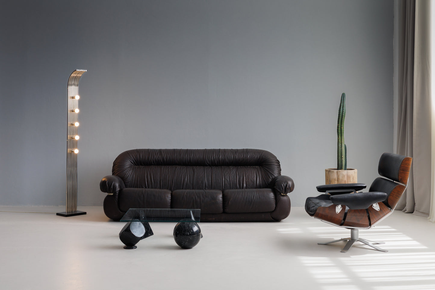 Vintage Brown Three Seater Leather Sofa, 1970-1980s