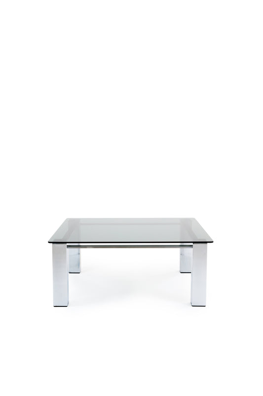 Postmodernist Chrome and Glass Coffee Table