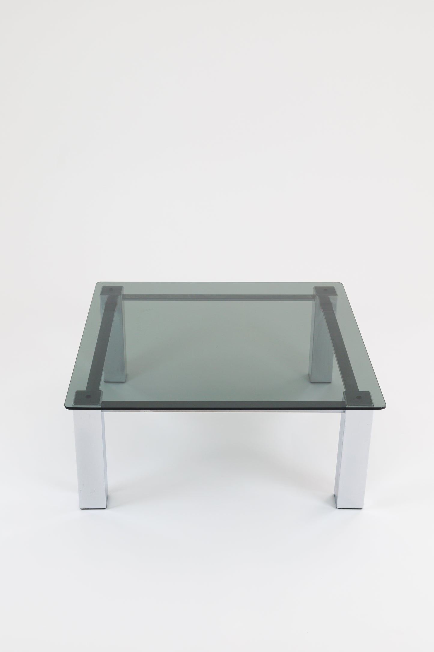 Postmodernist Chrome and Glass Coffee Table