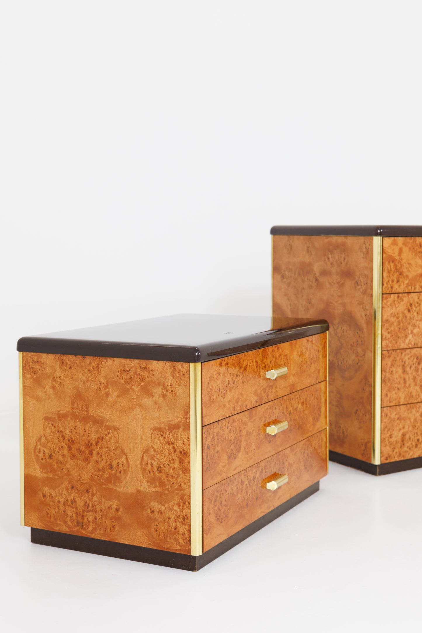 Set Sideboard and Drawers Made of Burlwood - Italy 1970s