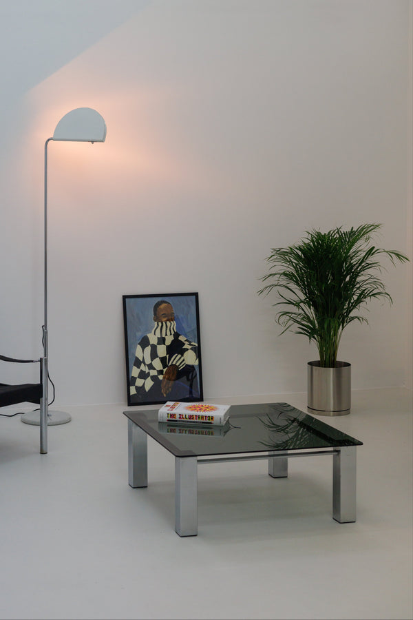 Postmodernist Chrome and Glass Coffee Table