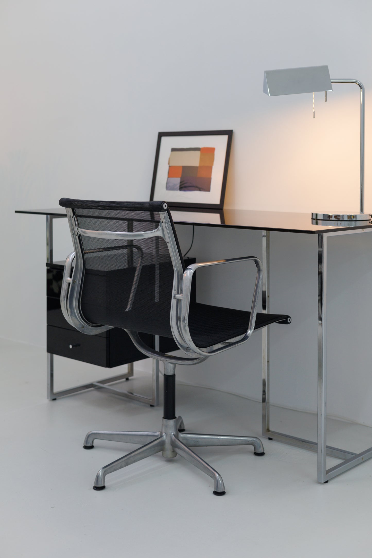 Office Chair Black Mesh EA 108 by Charles & Ray Eames for ICF