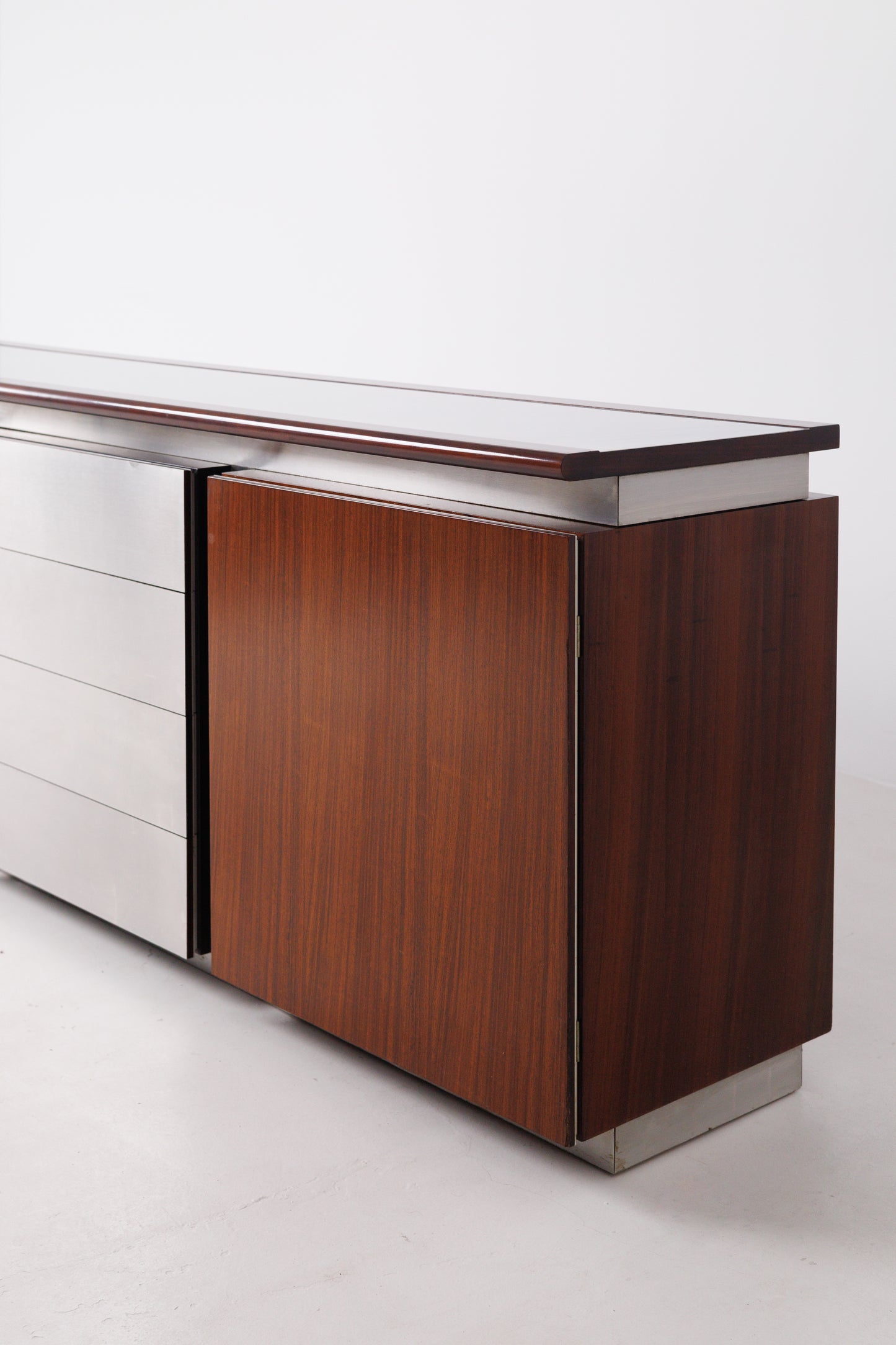 Vintage Mid Century-Modern Rosewood & Steel Parioli Sideboard by Giotto Stoppino for Acerbis, Italy, 1970s