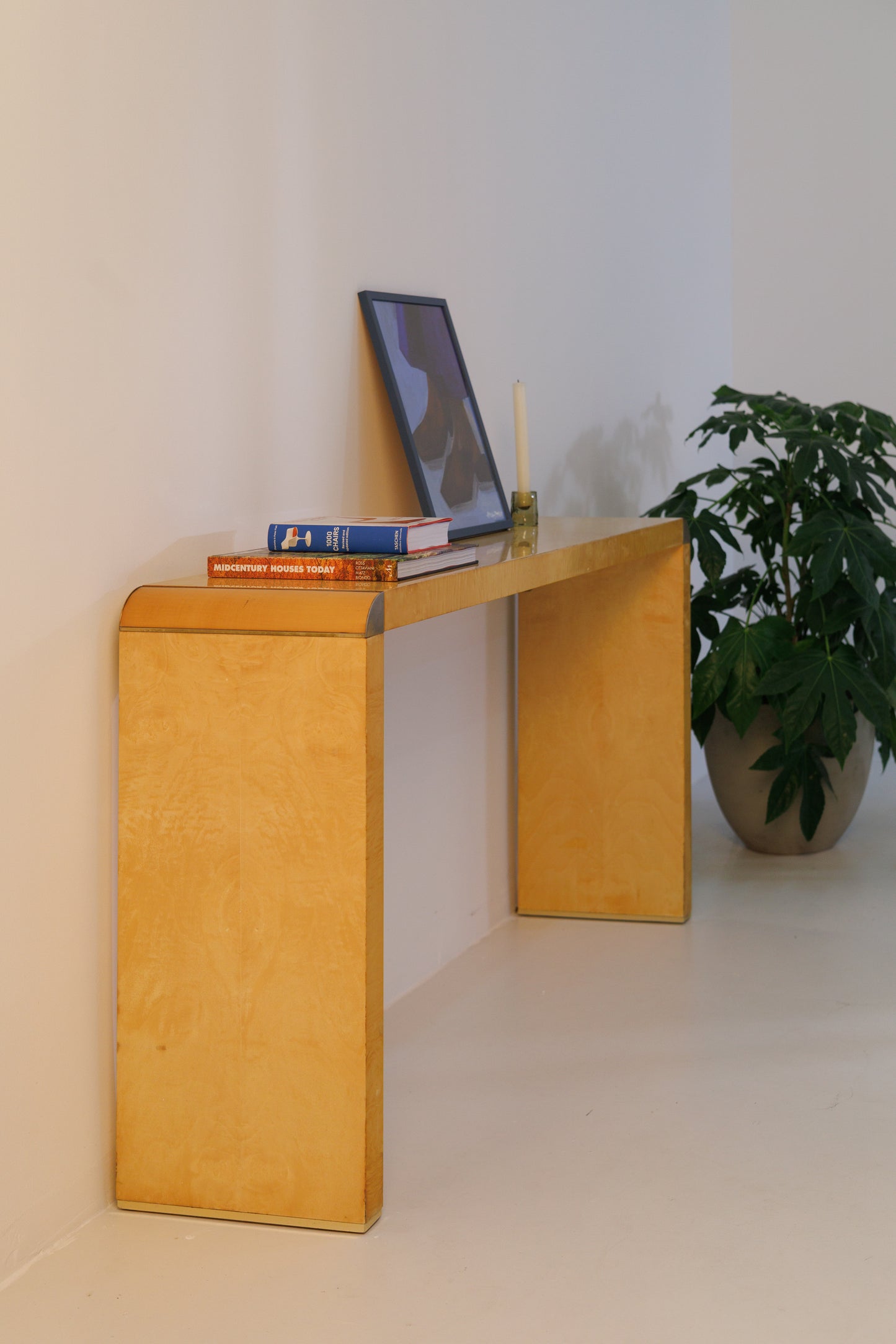 Console Burl Wood, 1980s, Italy