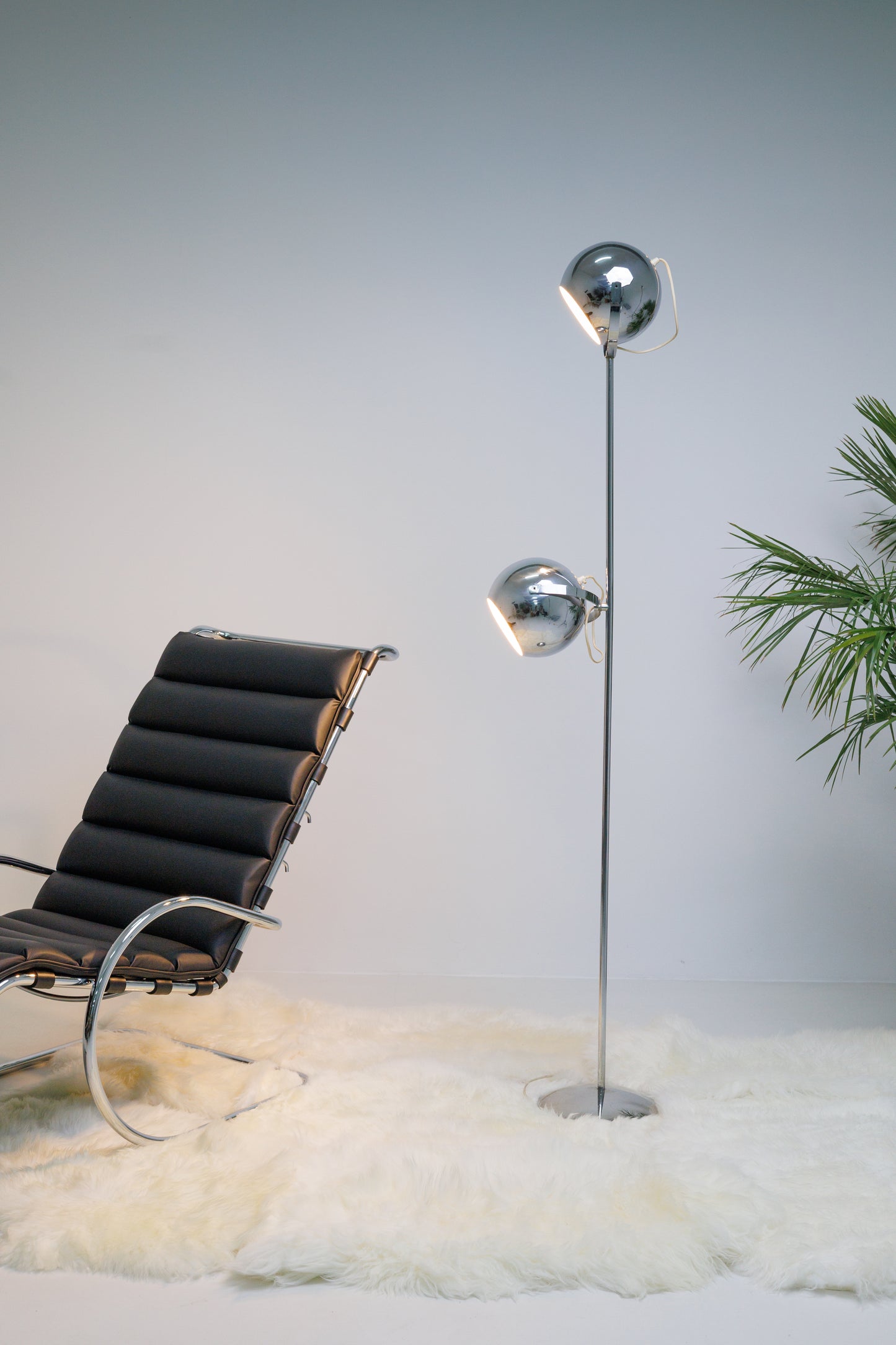 Reggiani Chromed Eyeball Floor Lamp, Italy, 1960s