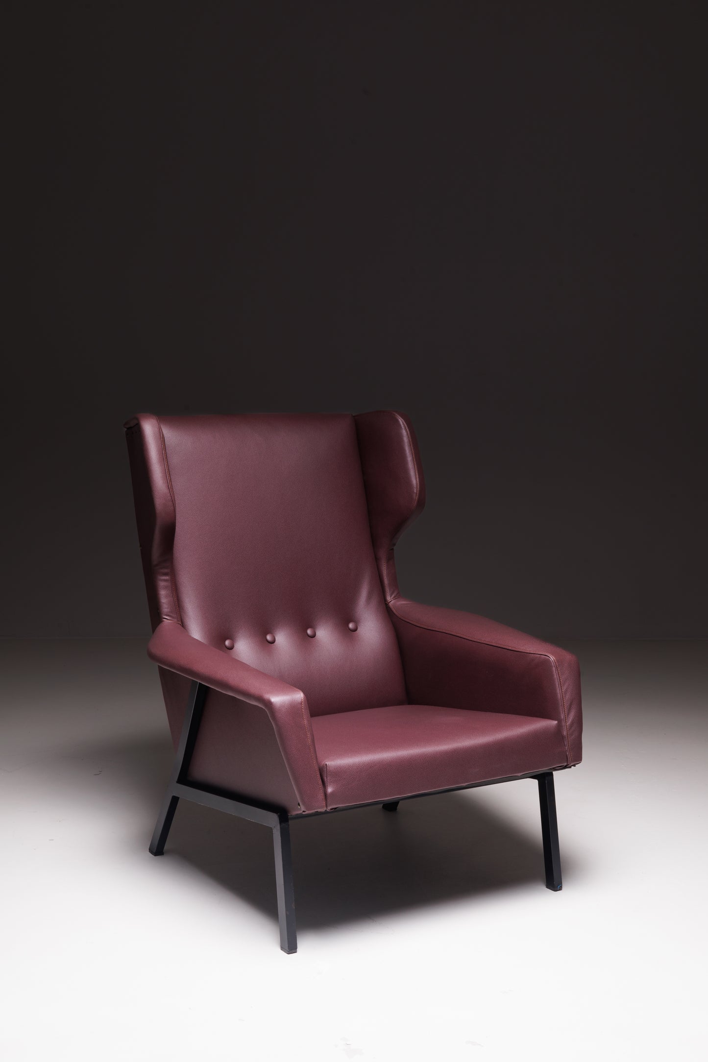 Set of 2 Plum Leather Armchairs – Reupholstered