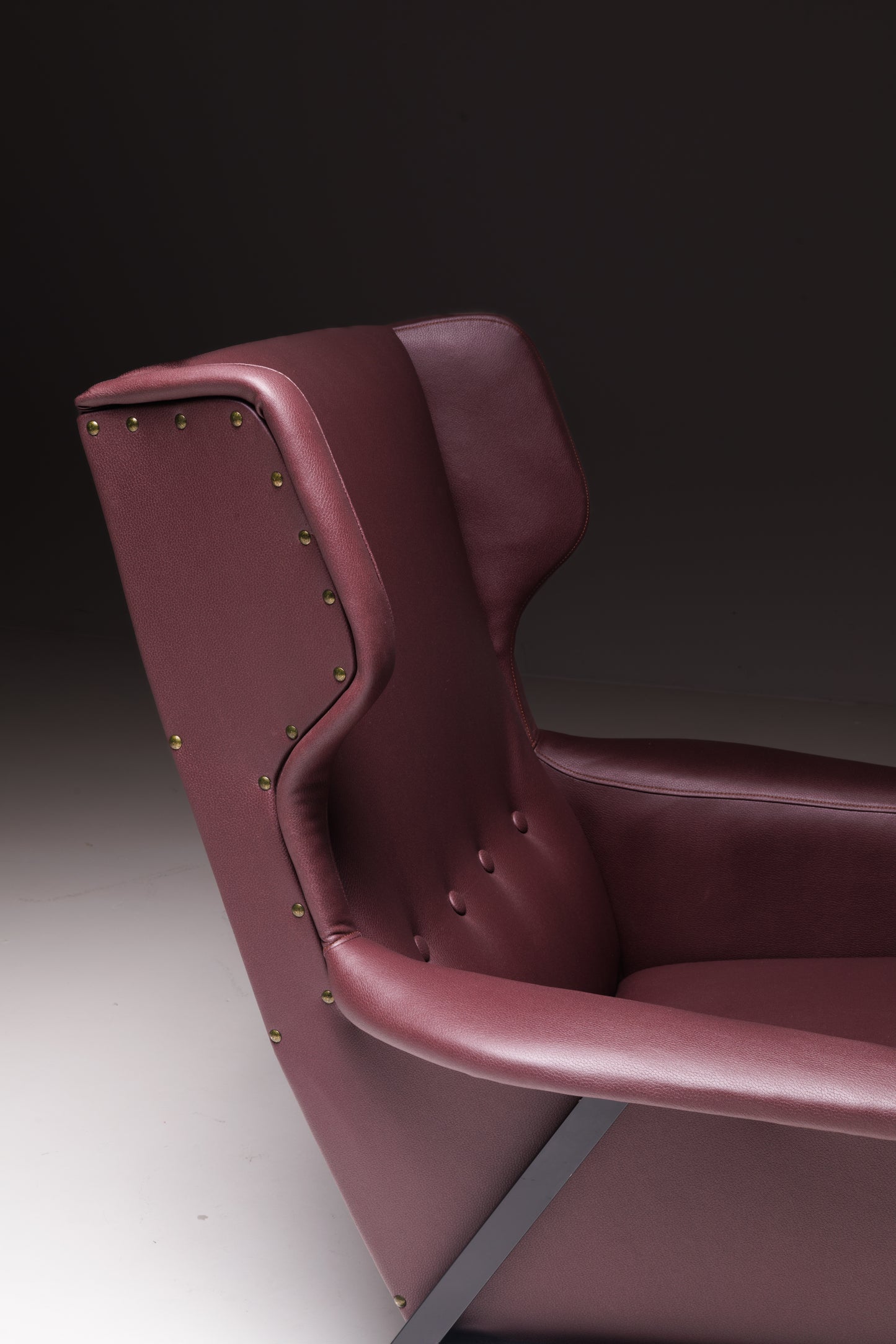 Set of 2 Plum Leather Armchairs – Reupholstered