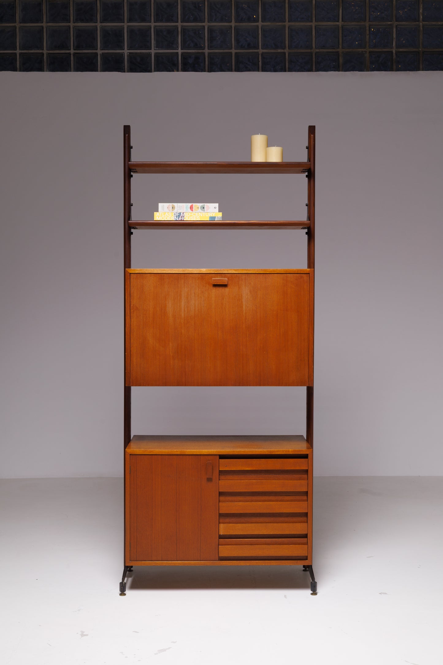 Italian Rosewood Modular Bookcase with Storage Units, 1950s
