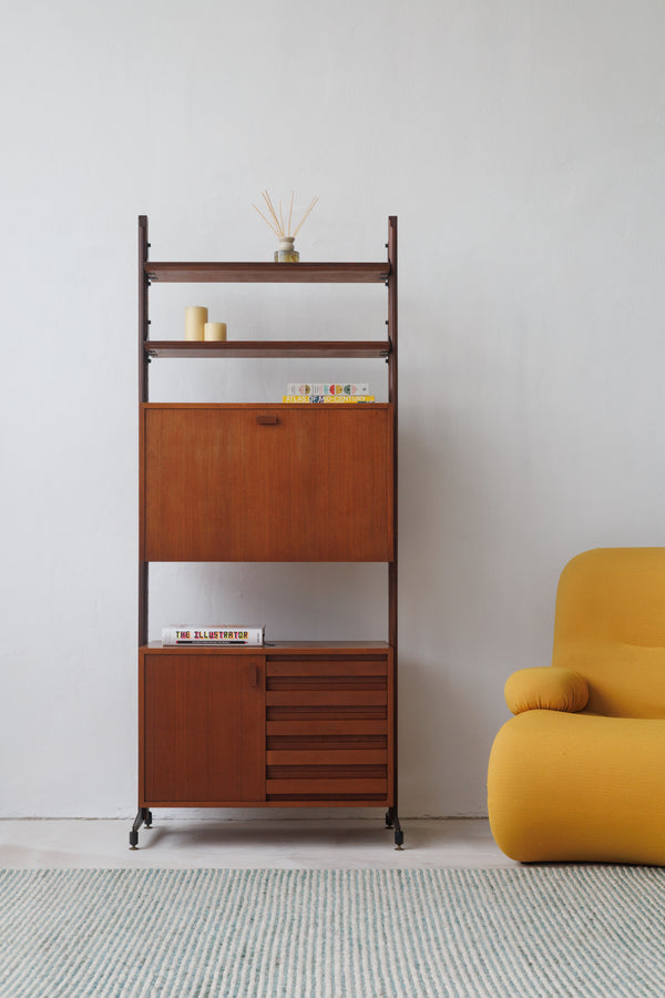 Italian Rosewood Modular Bookcase with Storage Units, 1950s