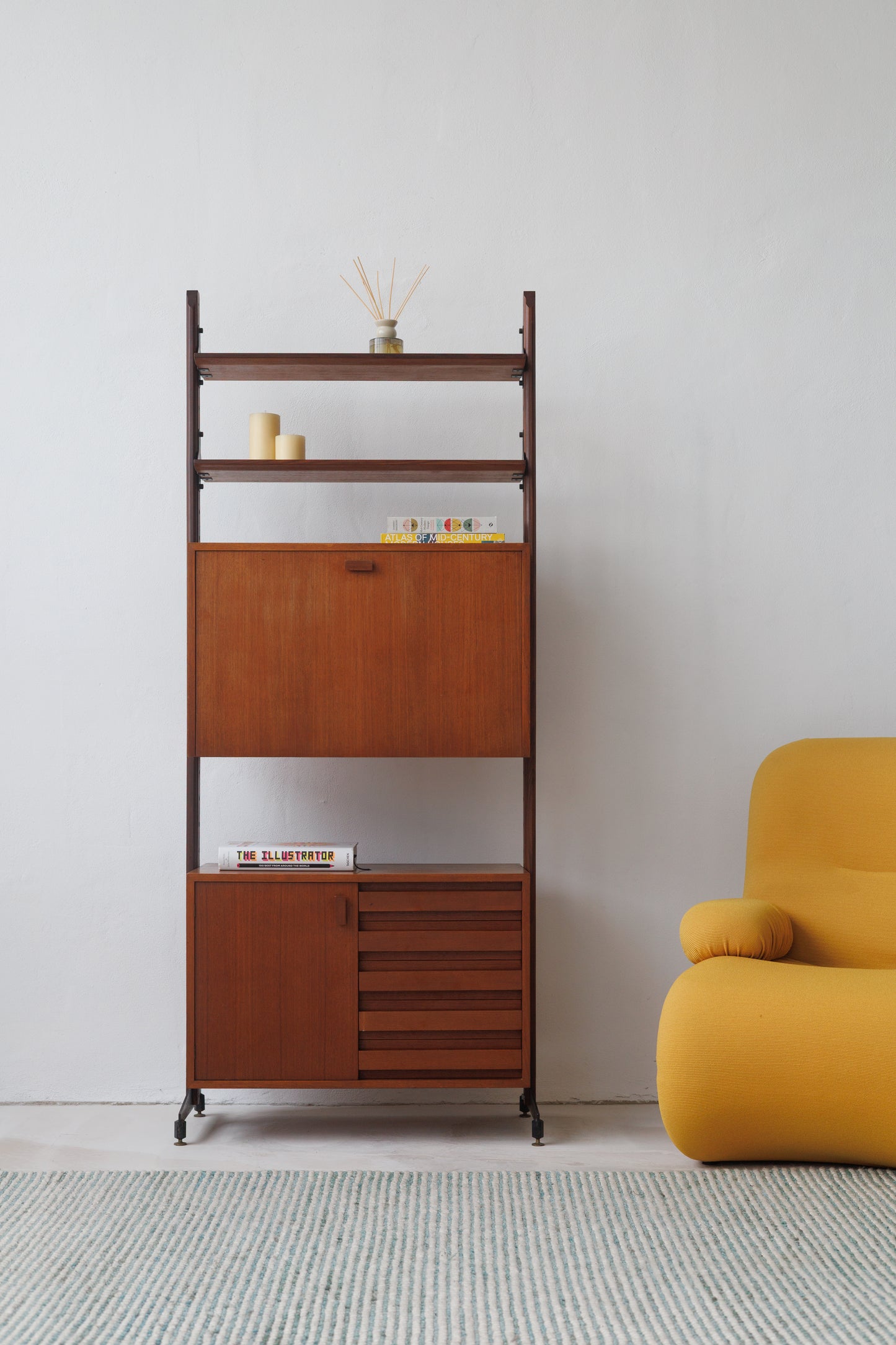 Italian Rosewood Modular Bookcase with Storage Units, 1950s