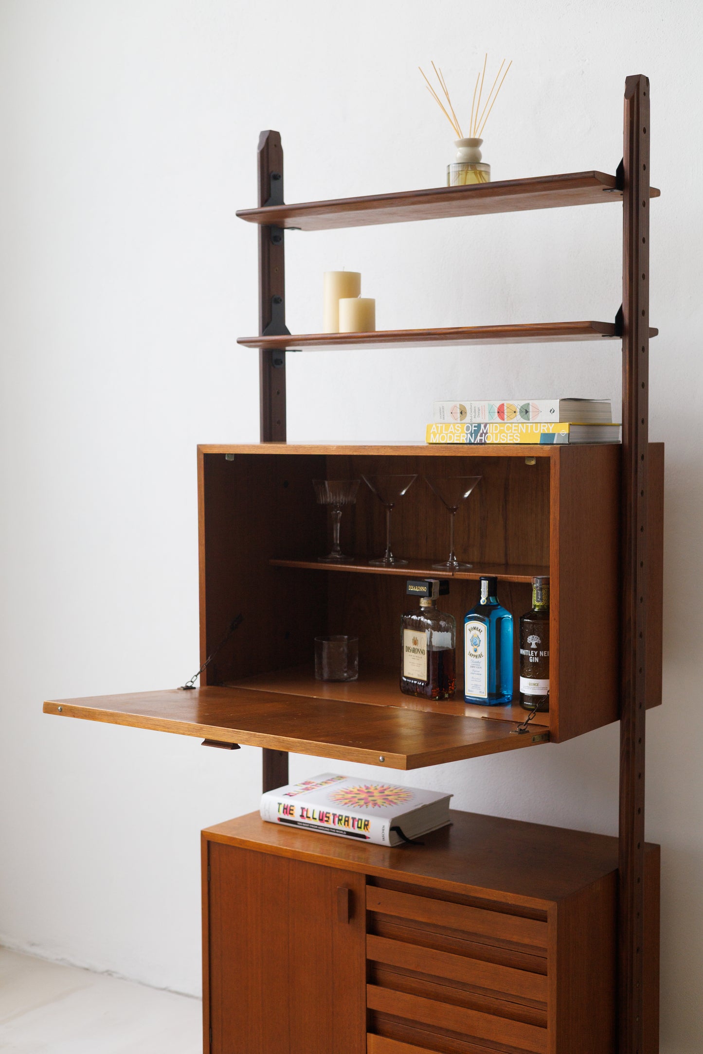 Italian Rosewood Modular Bookcase with Storage Units, 1950s