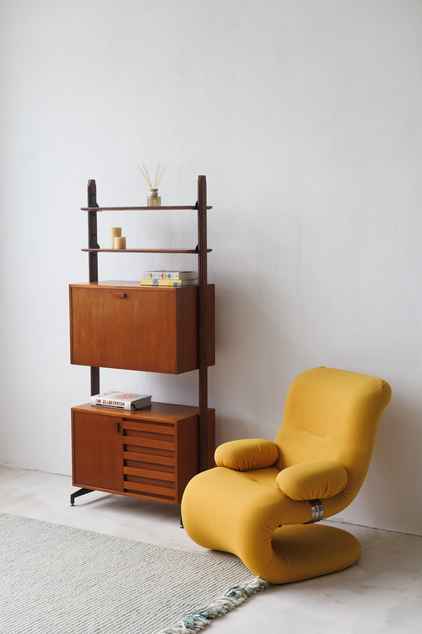 Italian Rosewood Modular Bookcase with Storage Units, 1950s