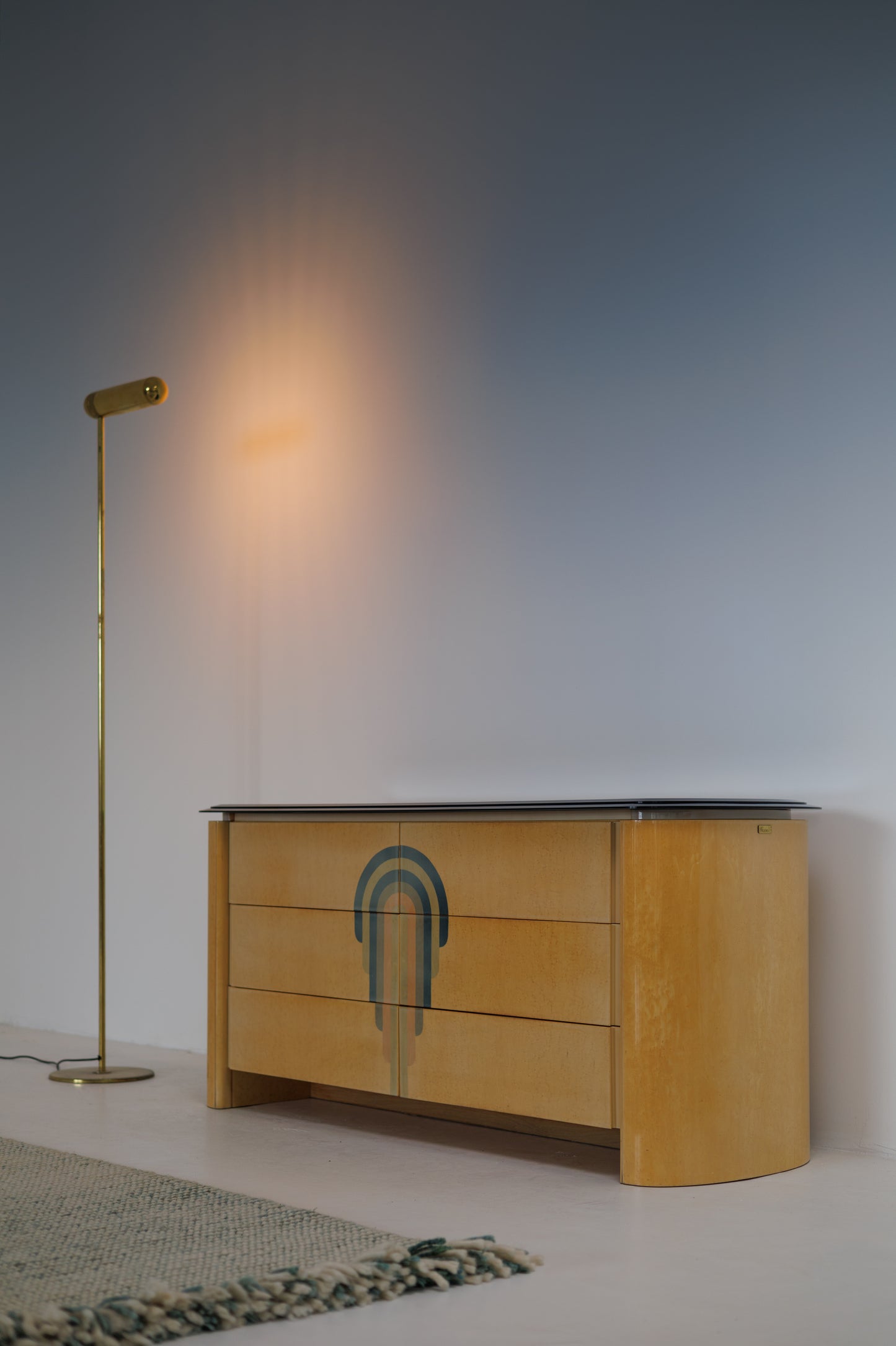 Vintage Burlwood & Glass Sideboard by Gio Frigerio, Italy 1970s