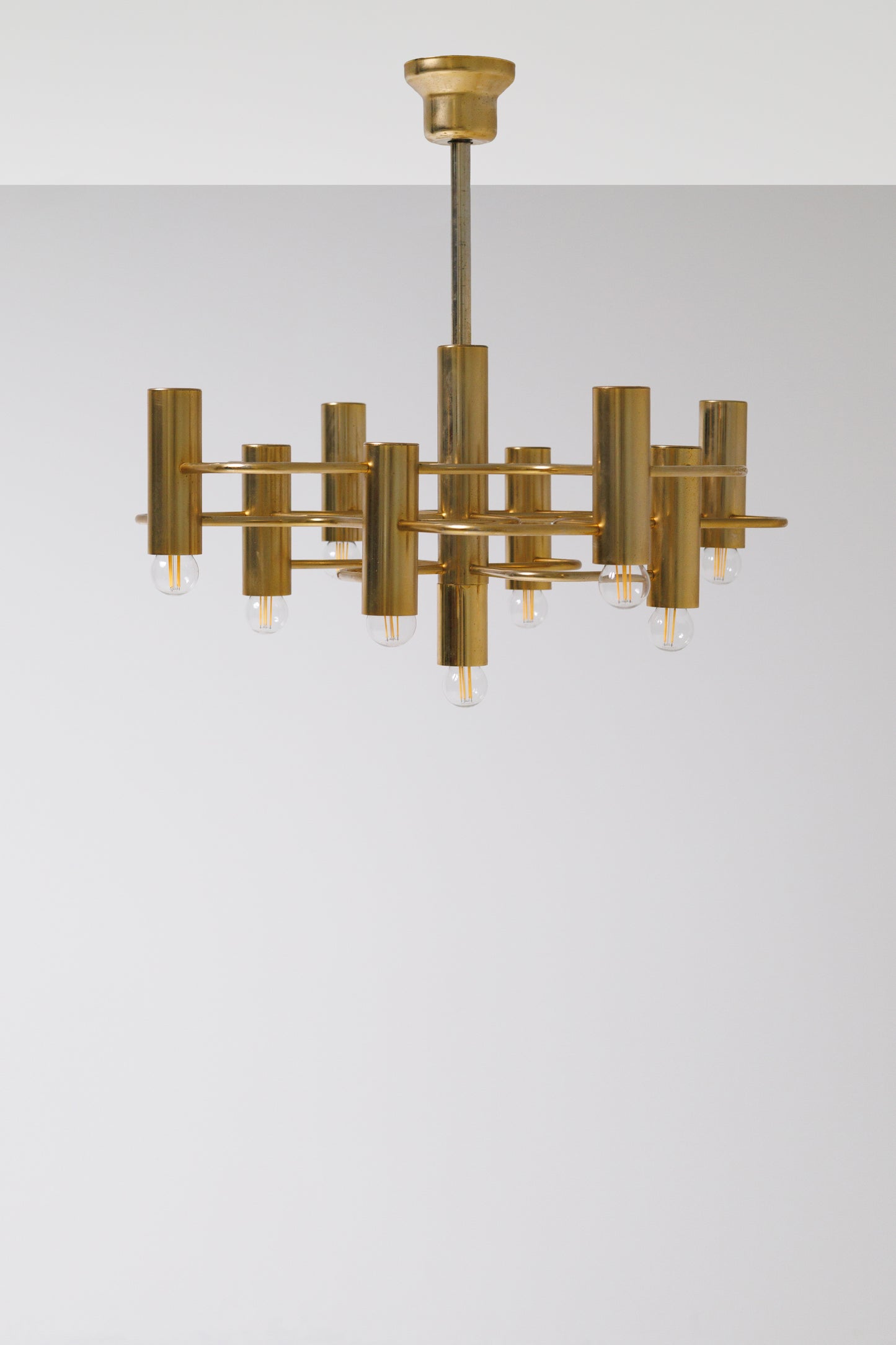 Gaetano Sciolari for Boulanger Gilded Brass Chandelier