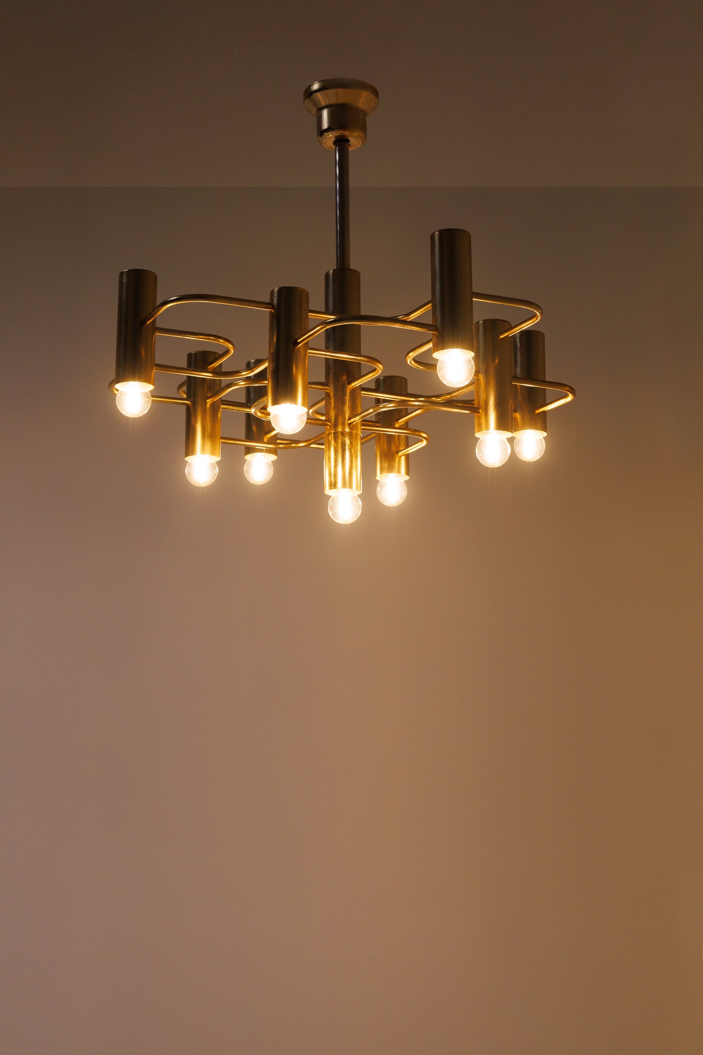 Gaetano Sciolari for Boulanger Gilded Brass Chandelier