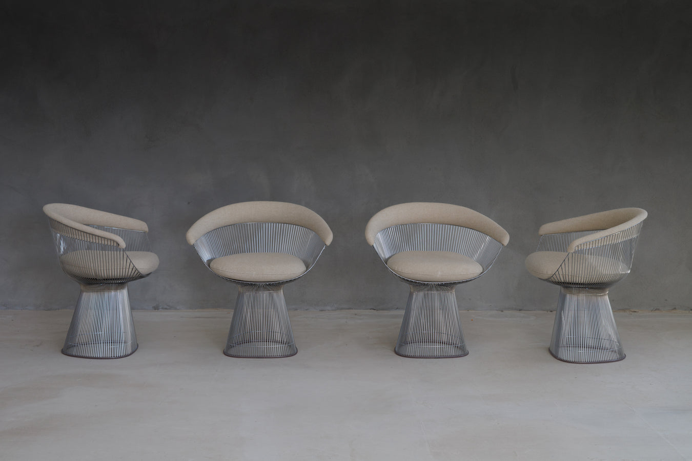 Set of 4 Warren Platner chairs, production Knoll