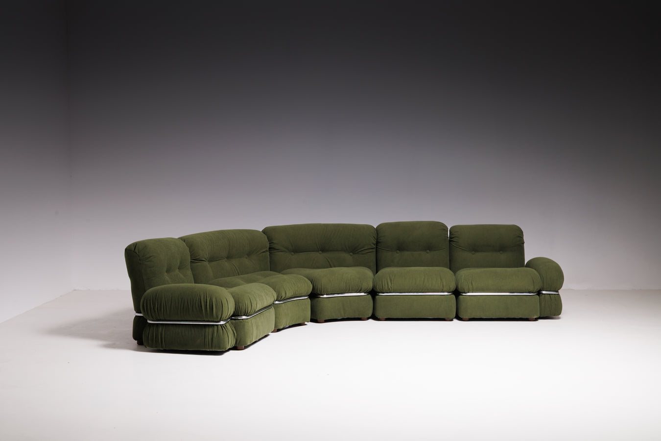 Vintage Olive Green Modular Sofa, Italy, 1970s