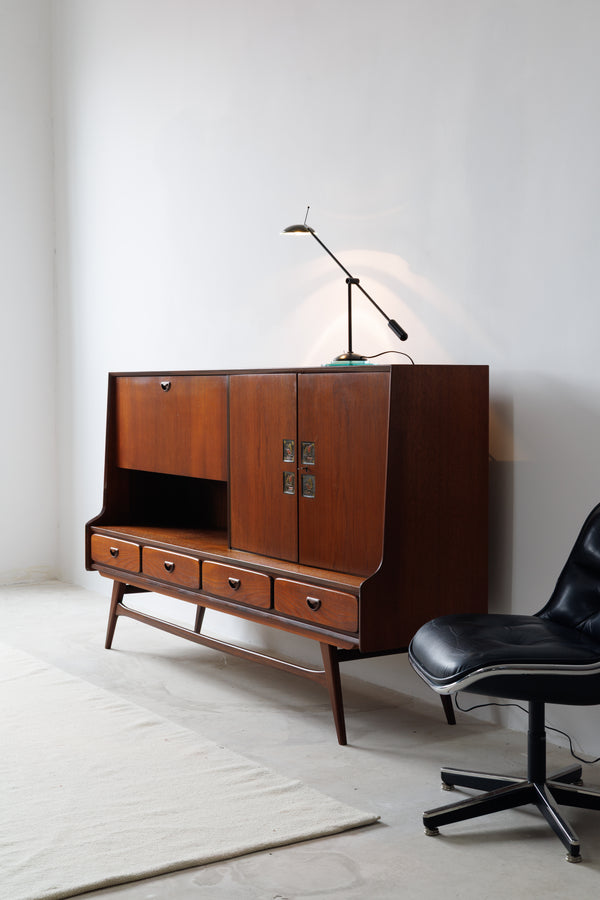 Mid-Century Modern Louis Van Teeffelen for WeBe Teak Highboard Sideboard – Dutch
