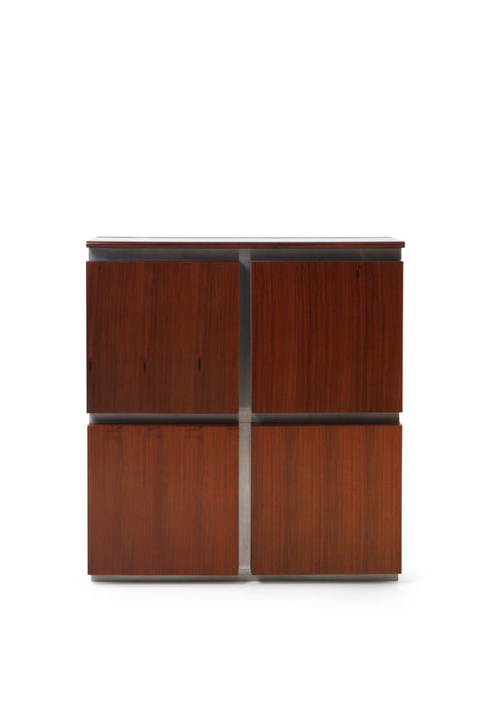 Vintage Rosewood & Steel Cabinet by Giotto Stoppino for Acerbis, Italy, 1970s