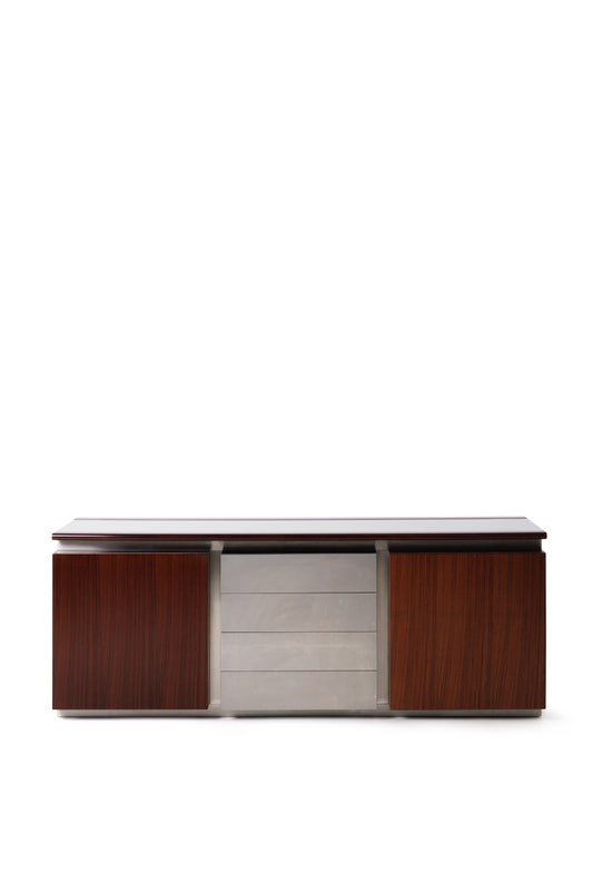 Vintage Mid Century-Modern Rosewood & Steel Parioli Sideboard by Giotto Stoppino for Acerbis, Italy, 1970s