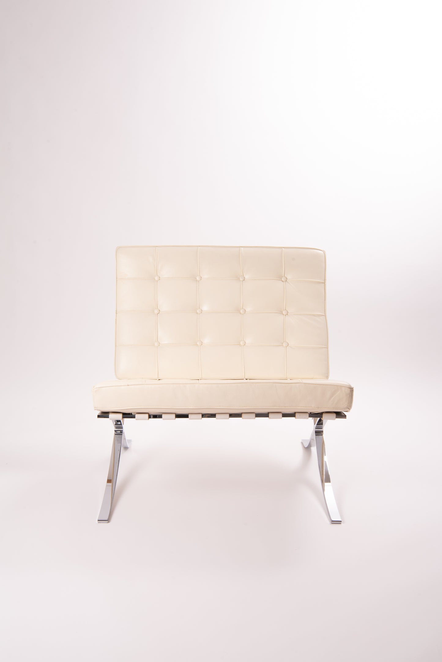 Barcelona Chair Ivory Leather in style of Ludwig Mies van der Rohe